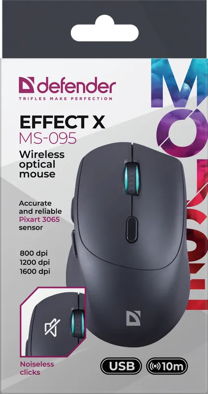 Defender - Juhtmeta optiline hiir Effect X  MS-095