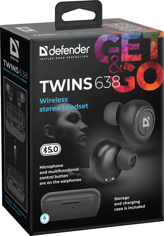 Defender - Juhtmeta stereopeakomplekt Twins 638