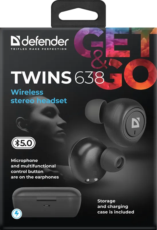 Defender - Juhtmeta stereopeakomplekt Twins 638