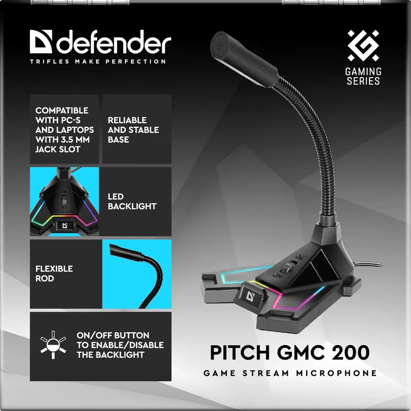 Defender - Mänguvoo mikrofon Pitch GMC 200