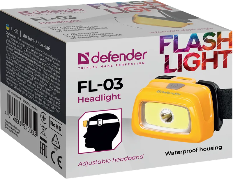 Defender - Esituli FL-03, LED+COB, 3 modes