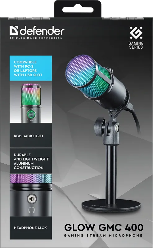 Defender - Mänguvoo mikrofon Glow GMC 400