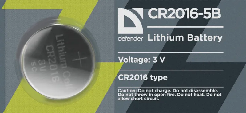 Defender - Aku liitium CR2016-5B