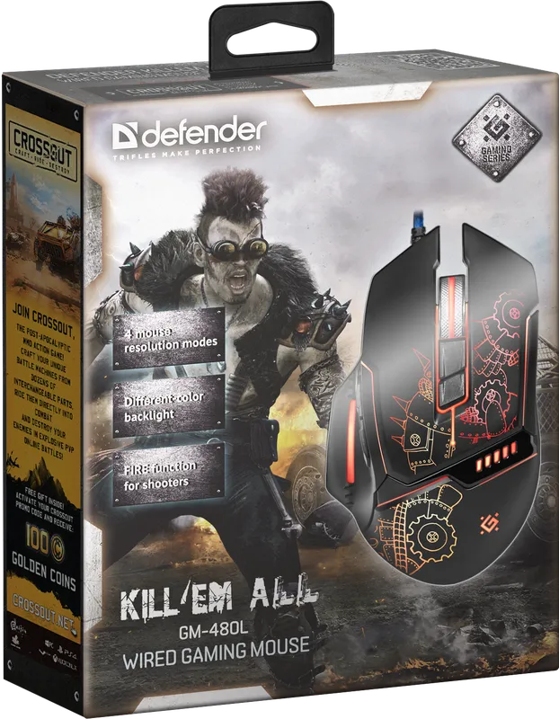 Defender - Juhtmega mänguhiir Kill'em All GM-480L