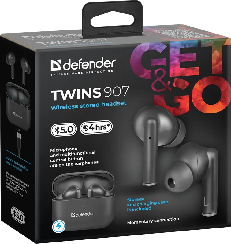 Defender - Juhtmeta stereopeakomplekt Twins 907