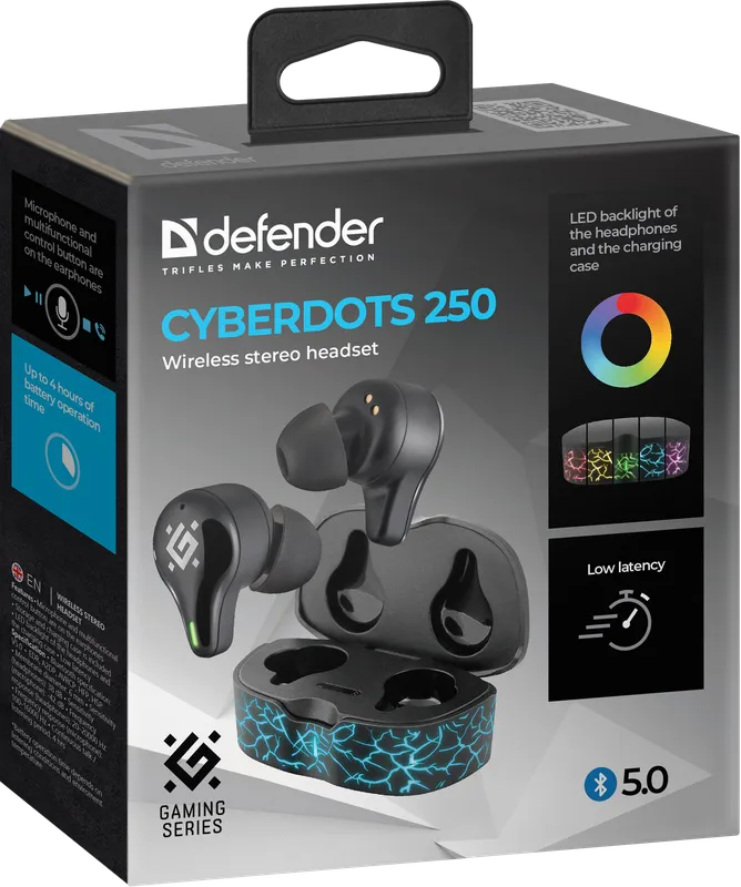 Defender - Juhtmeta stereopeakomplekt CyberDots 250