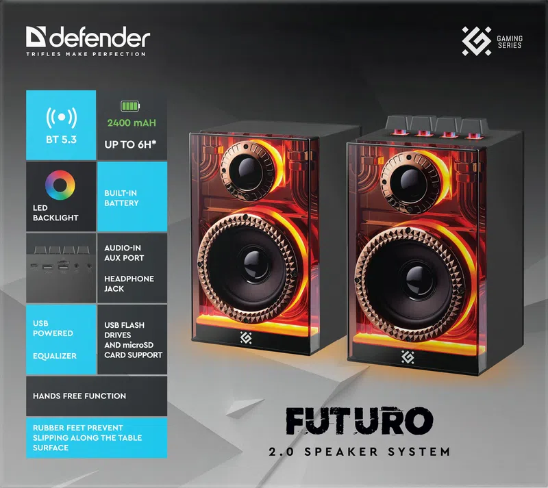 Defender - Akustikaline 2.0 süsteem Futuro