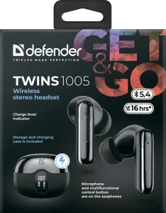 Defender - Juhtmeta kõrvaklappid mikrofoniga Twins 1005