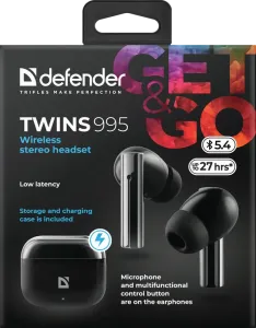 Defender - Juhtmeta kõrvaklappid mikrofoniga Twins 995