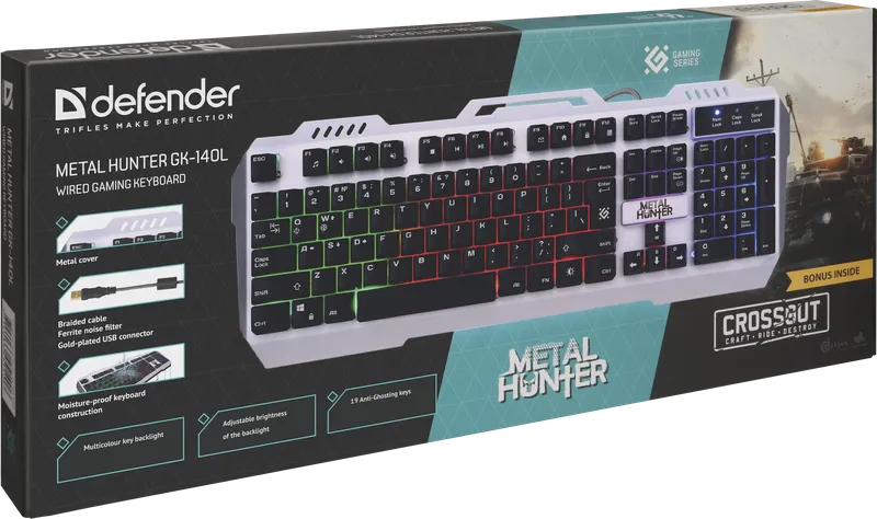 Defender - Juhtmega mänguklaviatuur Metal Hunter GK-140L